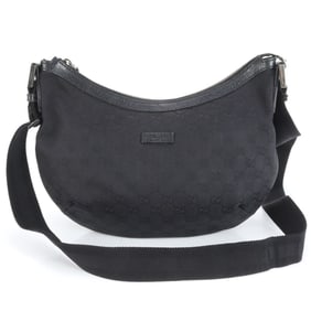 Gucci GG Canvas 181092 Leather Shoulder Bag, Handbag, Black, Women's