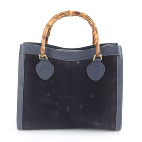 Gucci Old Bamboo Diana 002 1186 0260 Leather Tote Bag, Handbag, Navy, Women's