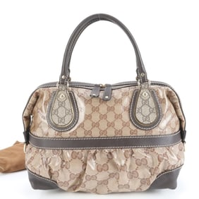 Gucci GG Crystal 223962 Leather Tote Bag Shoulder Handbag Brown Women's