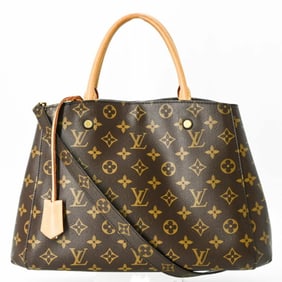 LOUIS VUITTON Montaigne MM Shoulder Handbag in Monogram Canvas, Brown, M41056