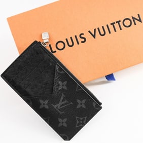 LOUIS VUITTON Taiga Coin Card Holder, Black, M30271
