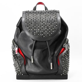 Christian Louboutin Explorer Funk Backpack with Leather Spikes and Studs, Black Red, 1165167