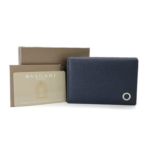 BVLGARI Man Bifold Business Card Holder/Card Case, Compact, Navy Blue, 280299