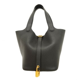 Hermes Hermès Picotin Lock PM Handbag in Taurillon Clemence Leather, Black with Y Stamp, Women's
