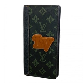 Louis Vuitton Monogram Record Portefeuille Brazza NM M81807 Long Wallet, Black, Khaki, Brown, Men's
