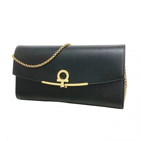 Salvatore Ferragamo Gancini Leather Shoulder Bag, Black, Women's