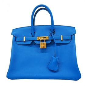 Hermes Hermès Birkin 25 Swift Handbag, Blue Zélige, D Stamp, Women's