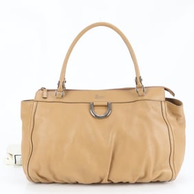 Gucci Abbey 341491 Leather Tote Bag, Shoulder Brown, Silver Hardware, Women's