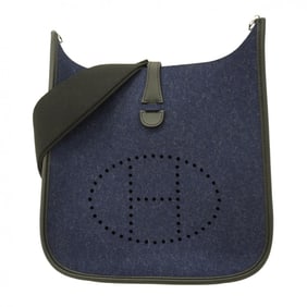 Hermes Hermès Evelyn 3PM Shoulder Bag, Felt, Blue Nuit, Y Stamp, Women's