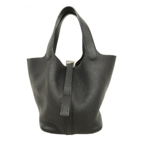 Hermes Hermès Picotin PM Handbag in Taurillon Clemence Leather, Black, with J Stamp, Women's