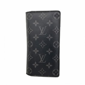 Louis Vuitton Monogram Eclipse Portefeuille Brazza Long Wallet M61697 Black/Gray Men's