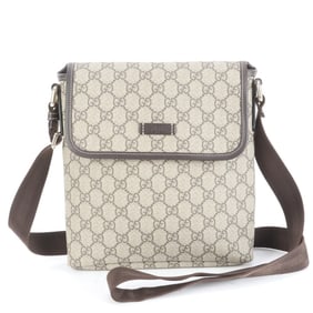 Gucci GG Supreme 223666 Leather Messenger Shoulder Bag, Brown, Men's