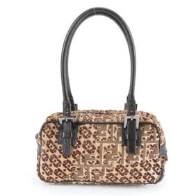 Fendi Zucca Harako Leather Leopard Print Tote Bag (8BN004) - Mini Boston for Women