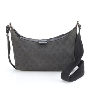 Gucci GG Canvas 35098 Leather Shoulder Bag, Handbag, Black, Women's