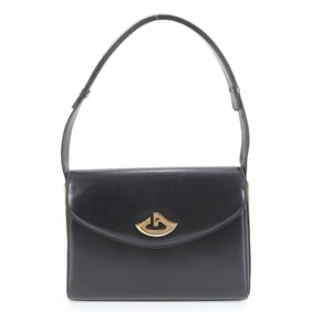 Gucci Old Leather 2-Way One-Shoulder Bag/Handbag Black with Gold Hardware for Women
