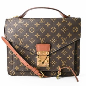 LOUIS VUITTON Monceau Handbag, Monogram Coated Canvas, Brown Shoulder Bag, M51185