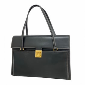 Salvatore Ferragamo Gancini Leather Tote Bag, Black, Women's