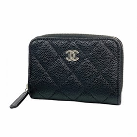 Chanel Wallet/Coin Case Matelasse Caviar Leather Black Women's