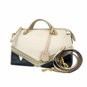 Fendi Monster Leather Handbag, Beige, 2-Way Bag for Women