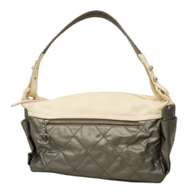 Chanel Paris-Biarritz canvas shoulder bag in gray and ivory for women