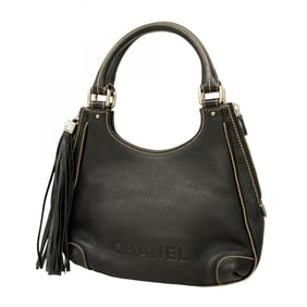 Chanel handbag leather black women's