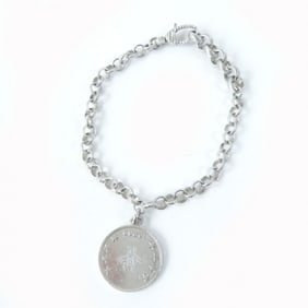 GUCCI BEE Coin Interlocking G Bracelet, 433499, Silver, AG925, Size 18, Made in Italy, Weight 13.2g,