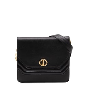 Christian Dior Dior logo shoulder bag in black leather for women.
