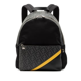 Fendi Zucca Backpack 7VZ042 Black Yellow Nylon Leather Women's FENDI