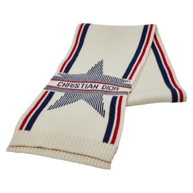 Christian Dior Dior logo scarf in white and multicolor wool, cashmere, nylon. Women's.