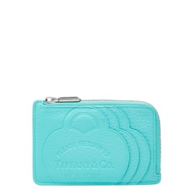 Tiffany Return to wallet, coin purse, and pass case in blue leather for women. TIFFANY & Co.