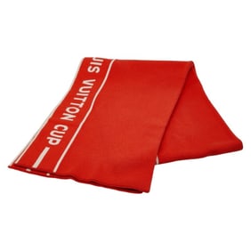 Louis Vuitton Cup Scarf, Orange and White, Cotton Cashmere, Women's, LOUIS VUITTON