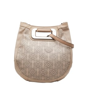 LOEWE Anagram Handbag/Shoulder Bag, 2-Way, Beige Leather, Women's