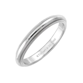 Tiffany & Co. Milgrain Ring, Size 15, 3mm Wide, Platinum, Together