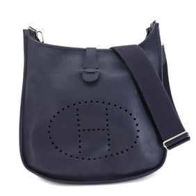 Hermes Hermès Evelyne 3 GM Shoulder Bag in Taurillon Clemence Blue Nuit with K Stamp and Silver