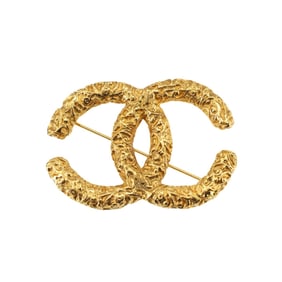 CHANEL Coco Logos Brooch, Gold, 93A