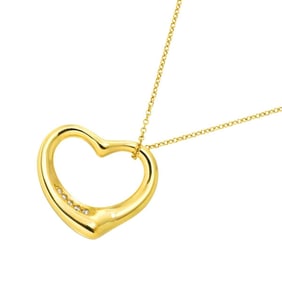 Tiffany & Co. Open Heart Necklace, 22mm wide, diamond, 41cm, 18K yellow gold (750)