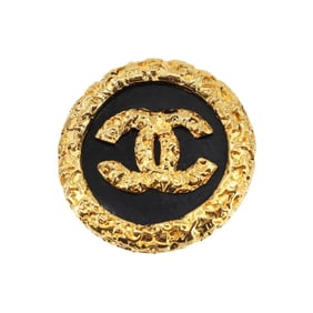 CHANEL Coco Mark Brooch Gold Black 93A