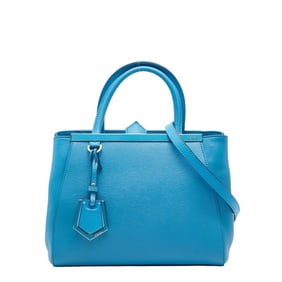 FENDI Petit Toujours Handbag/Shoulder Bag 2WAY 8BH253 Blue Leather Women's