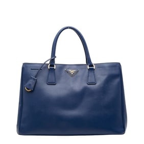 Prada Triangle Logo Plate Handbag Tote Bag BN1844 Blue Saffiano Leather Women's PRADA