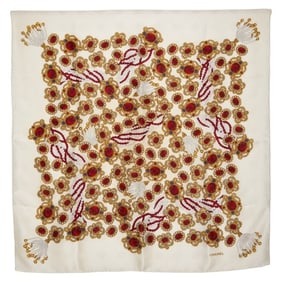 CHANEL Jewelry Jewel Pattern Scarf Muffler White Multicolor Women's