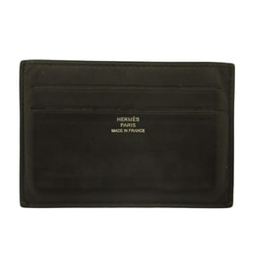 HERMES Citizen Twill Business Card Holder/Card Case, Leather and Silk with Y Stamp, 2020, Black, for