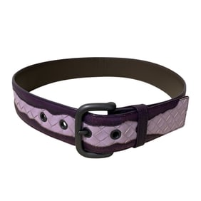 BOTTEGA VENETA Intrecciato Leather Belt, 80cm (32in), Purple, Men's