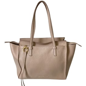 Salvatore Ferragamo Amy Gancini Leather Tote Bag, Beige, Women's
