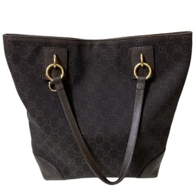 GUCCI GG Canvas Tote Bag with Leather Handles, 353706, Brown, Women's