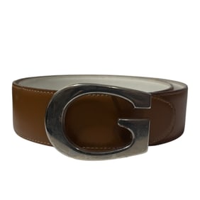 GUCCI Gucci logo buckle reversible belt, size 65/26, brown and white, women's