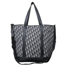 Christian Dior Dior Oblique Jacquard Voyage 2-Way Tote Bag, Navy and Black, Men's