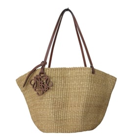 LOEWE Anagram Charm Shell Basket Bag, Shoulder Tote Natural Brown, Women's