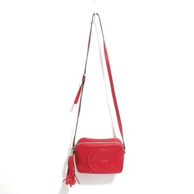 GUCCI Soho Leather Camera Bag Shoulder 308364 Red Women's