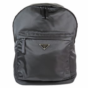 PRADA Triangle Logo Backpack/Daypack with Plate, Tessuto Nylon, Black, 2VZ034, for Men and Women