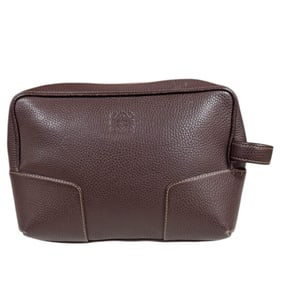 Pre-owned Loewe clutch bag in brown leather for women.